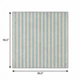 8' Sky Blue And Ivory Striped Shag Washable Round Rug With UV Protection - HomeRoots - Flyclothing LLC
