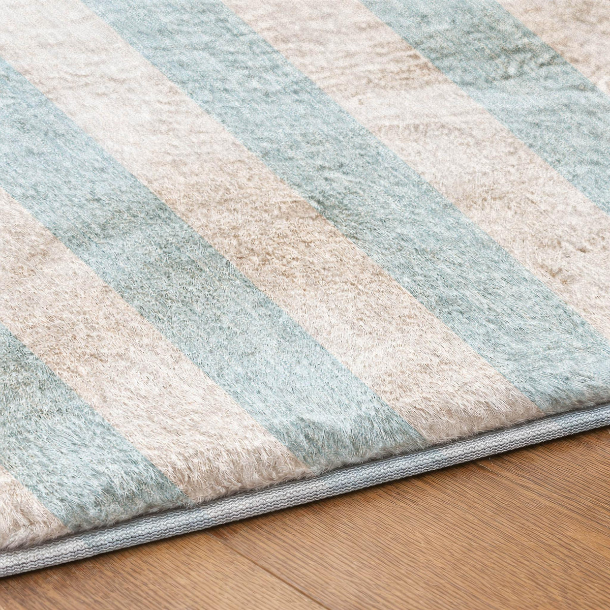 8' X 10' Sky Blue And Ivory Striped Shag Washable Area Rug With UV Protection - HomeRoots - Flyclothing LLC