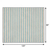 8' X 10' Sky Blue And Ivory Striped Shag Washable Area Rug With UV Protection - HomeRoots - Flyclothing LLC
