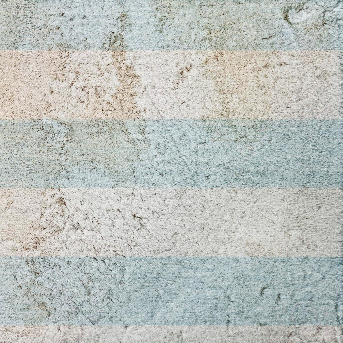 9' X 12' Sky Blue And Ivory Striped Shag Washable Area Rug With UV Protection - HomeRoots - Flyclothing LLC