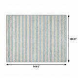 9' X 12' Sky Blue And Ivory Striped Shag Washable Area Rug With UV Protection - HomeRoots - Flyclothing LLC