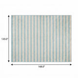10' X 14' Sky Blue And Ivory Striped Shag Washable Area Rug With UV Protection - HomeRoots - Flyclothing LLC