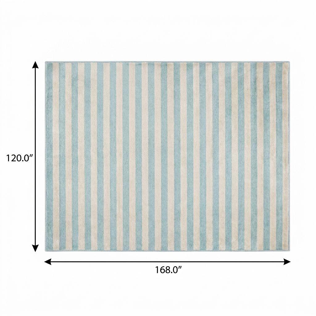 10' X 14' Sky Blue And Ivory Striped Shag Washable Area Rug With UV Protection - HomeRoots - Flyclothing LLC