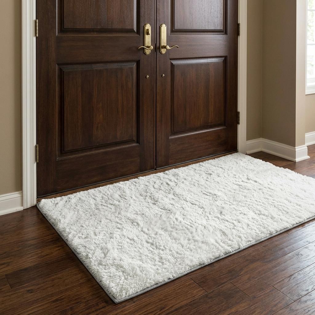 3' X 5' Taupe And Ivory Striped Shag Washable Area Rug With UV Protection - HomeRoots - Flyclothing LLC