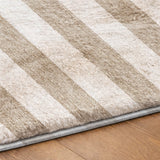 5' X 8' Taupe And Ivory Striped Shag Washable Area Rug With UV Protection - HomeRoots - Flyclothing LLC