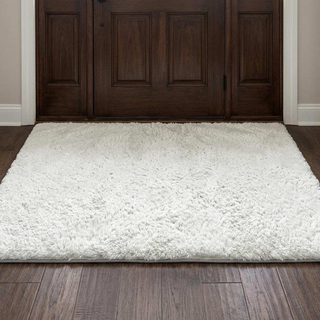 3' X 5' Yellow And Ivory Striped Shag Washable Area Rug With UV Protection - HomeRoots - Flyclothing LLC