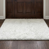 3' X 5' Yellow And Ivory Striped Shag Washable Area Rug With UV Protection - HomeRoots - Flyclothing LLC