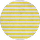 8' Yellow And Ivory Striped Shag Washable Round Rug With UV Protection - HomeRoots - Flyclothing LLC