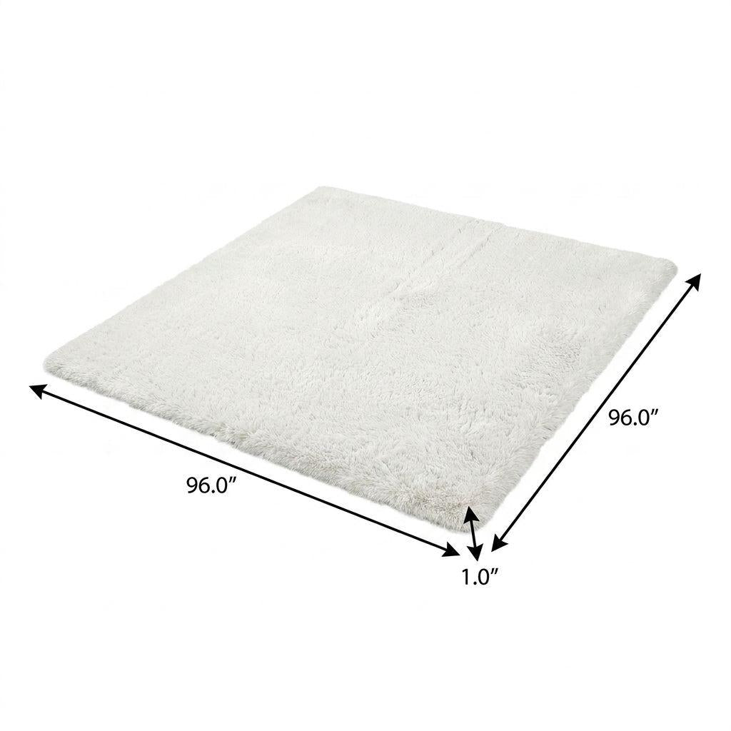 8' Yellow And Ivory Striped Shag Washable Round Rug With UV Protection - HomeRoots - Flyclothing LLC