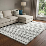 9' X 12' Yellow And Ivory Striped Shag Washable Area Rug With UV Protection - HomeRoots - Flyclothing LLC