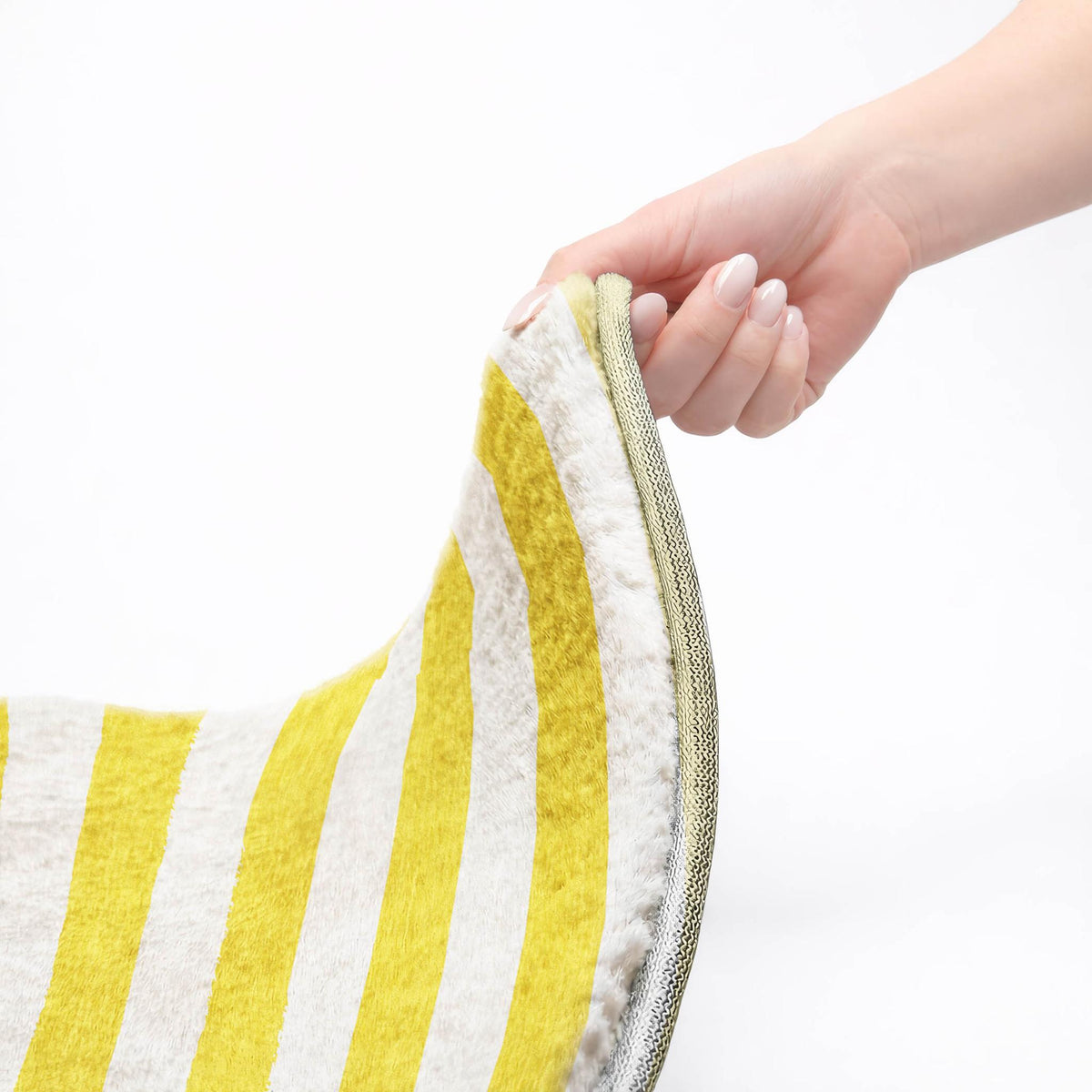 9' X 12' Yellow And Ivory Striped Shag Washable Area Rug With UV Protection - HomeRoots - Flyclothing LLC