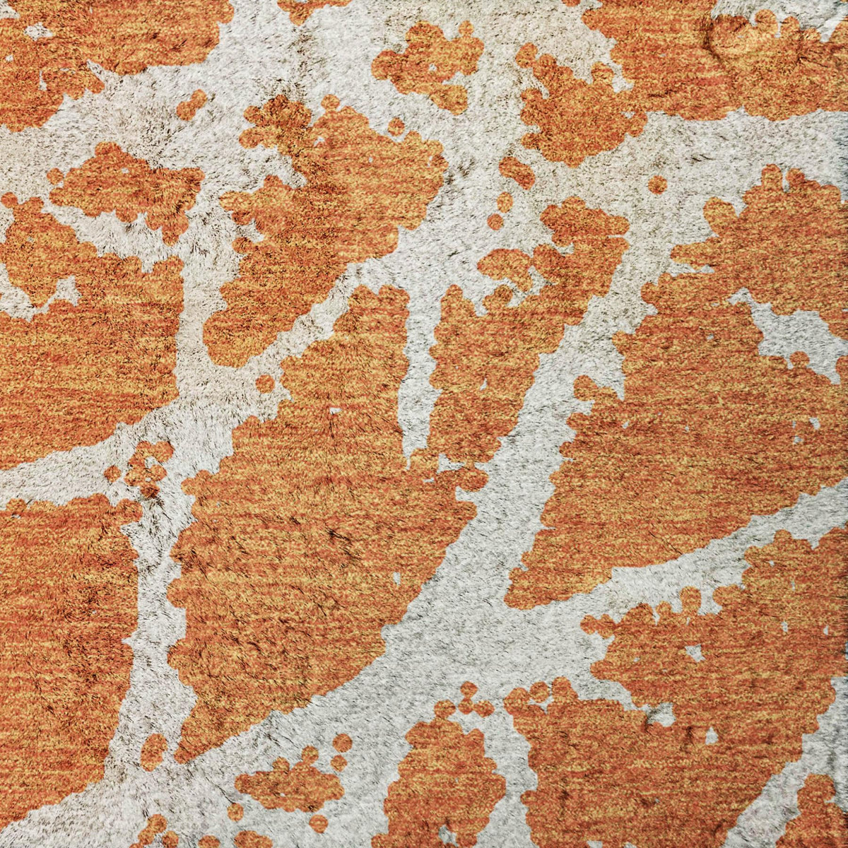 10' X 14' Orange And Ivory Geometric Shag Washable Area Rug With UV Protection - HomeRoots - Flyclothing LLC