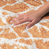 10' X 14' Orange And Ivory Geometric Shag Washable Area Rug With UV Protection - HomeRoots - Flyclothing LLC