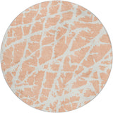 8' Peach And Ivory Geometric Shag Washable Round Rug With UV Protection - HomeRoots - Flyclothing LLC