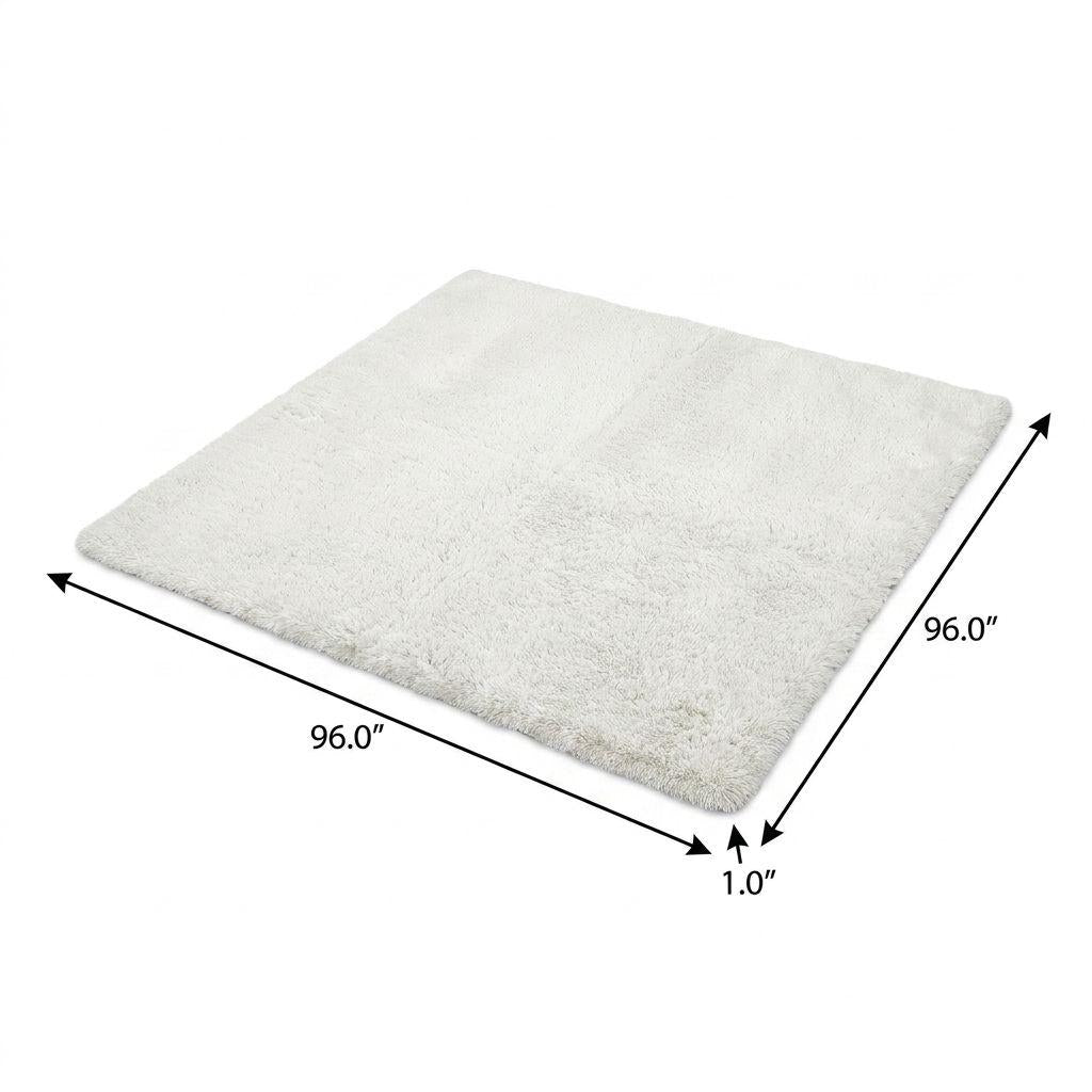 8' Peach And Ivory Geometric Shag Washable Round Rug With UV Protection - HomeRoots - Flyclothing LLC