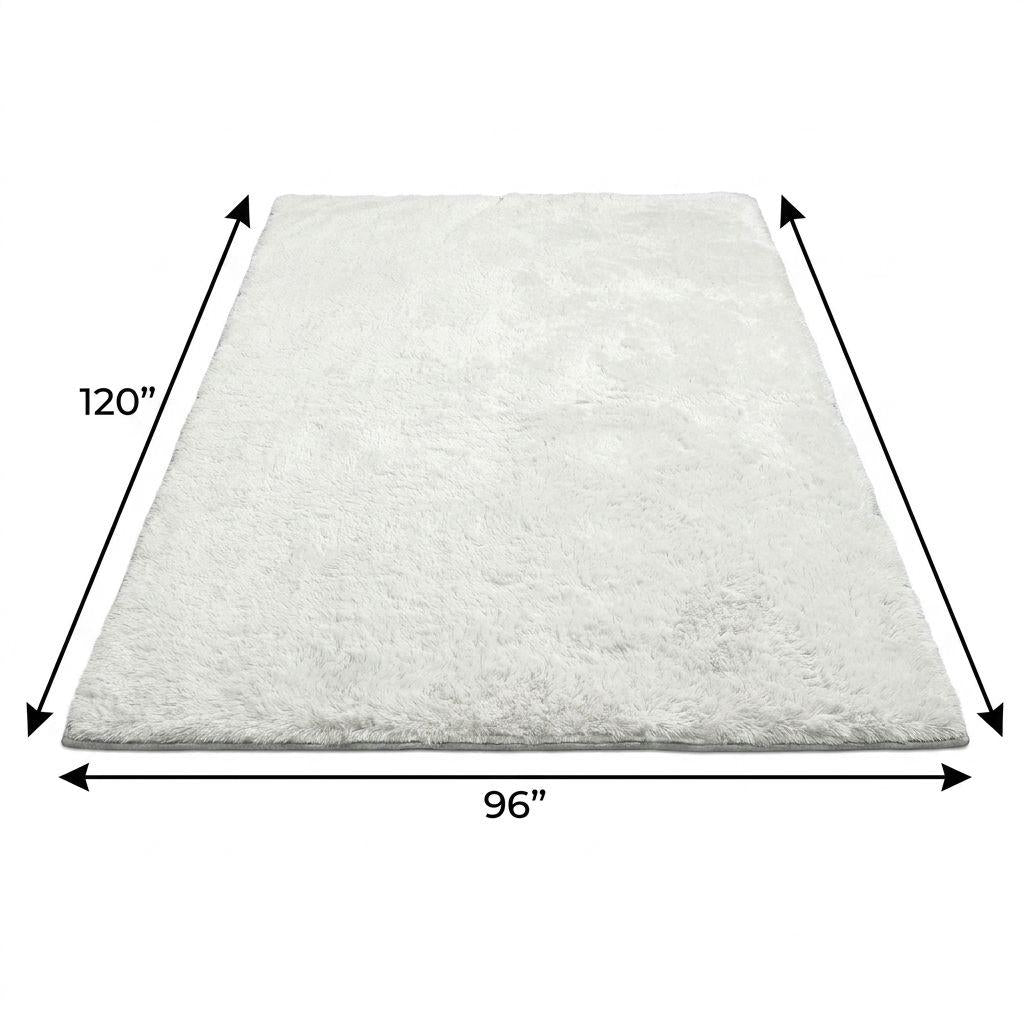 8' X 10' Peach And Ivory Geometric Shag Washable Area Rug With UV Protection - HomeRoots - Flyclothing LLC