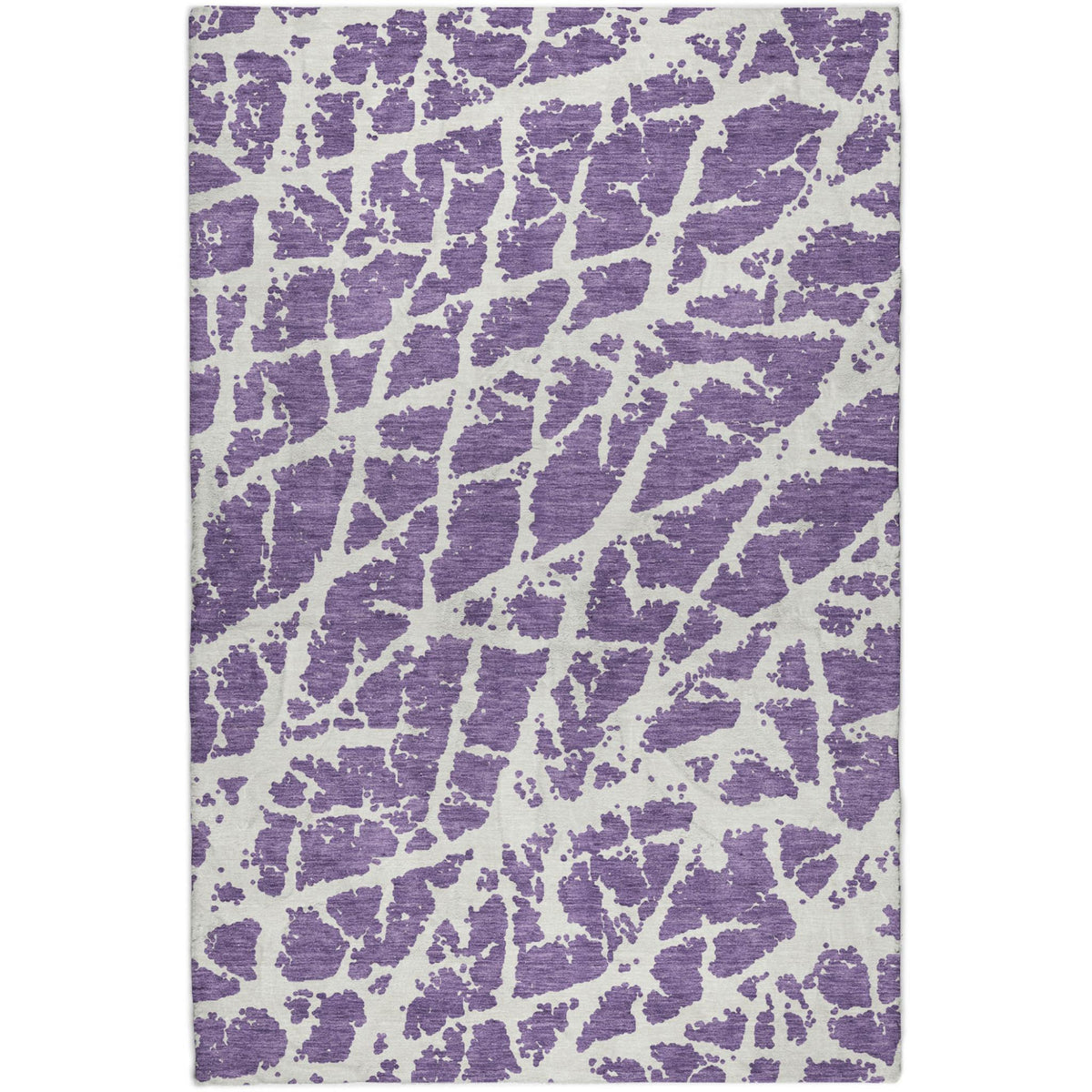 5' X 8' Purple And Ivory Geometric Shag Washable Area Rug With UV Protection - HomeRoots - Flyclothing LLC