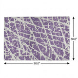 5' X 8' Purple And Ivory Geometric Shag Washable Area Rug With UV Protection - HomeRoots - Flyclothing LLC