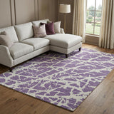 9' X 12' Purple And Ivory Geometric Shag Washable Area Rug With UV Protection - HomeRoots - Flyclothing LLC