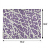 9' X 12' Purple And Ivory Geometric Shag Washable Area Rug With UV Protection - HomeRoots - Flyclothing LLC