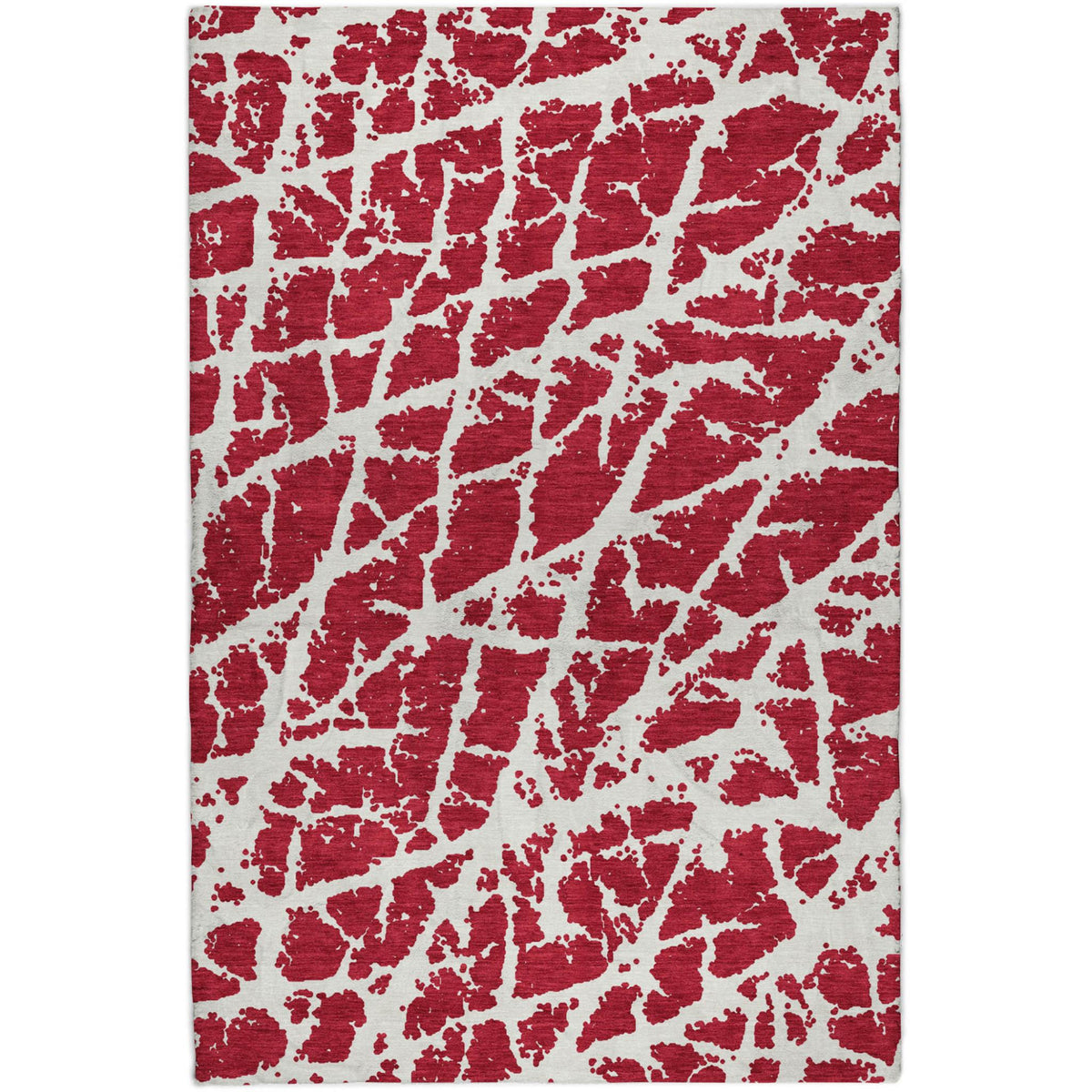 5' X 8' Red And Ivory Geometric Shag Washable Area Rug With UV Protection - HomeRoots - Flyclothing LLC