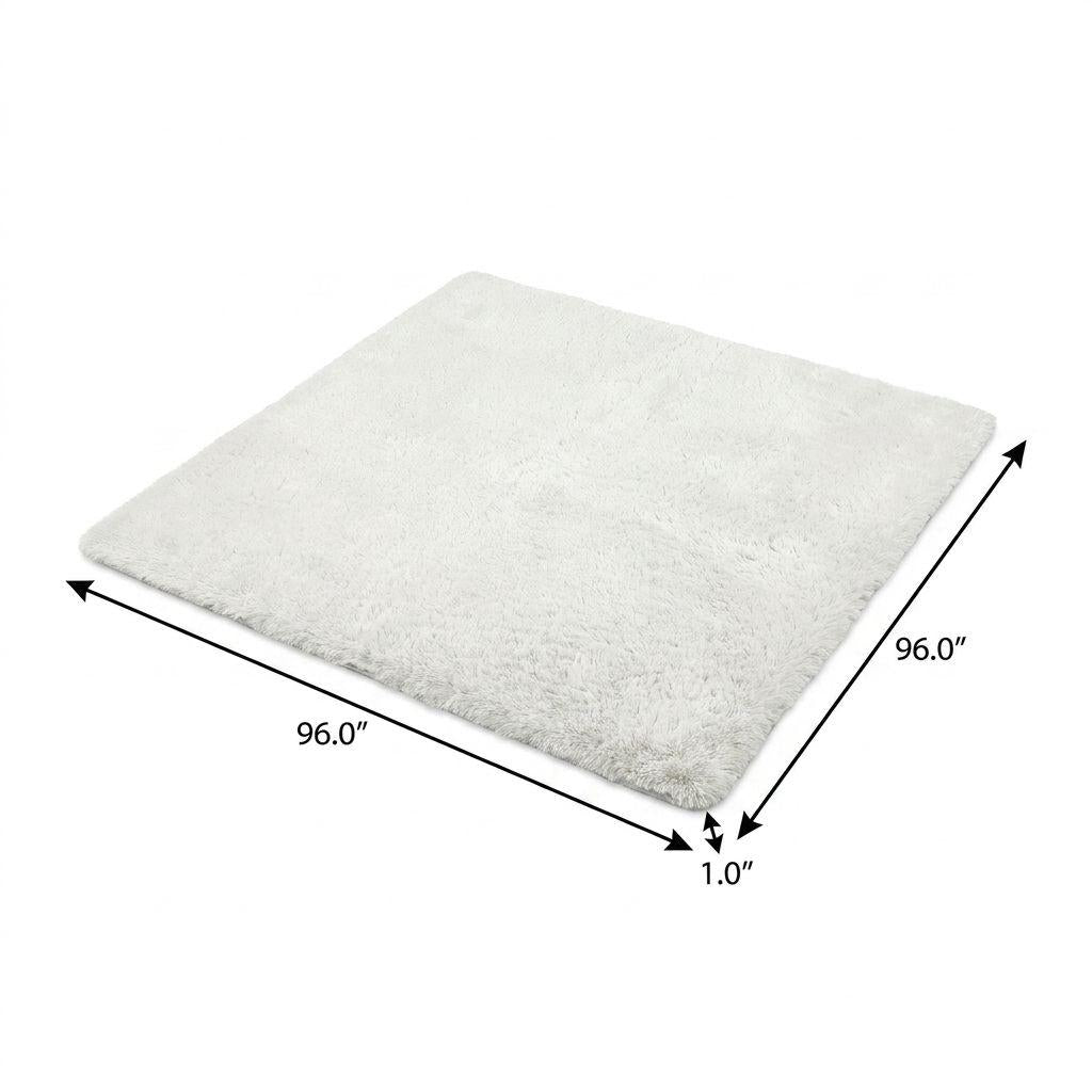 8' Red And Ivory Geometric Shag Washable Round Rug With UV Protection - HomeRoots - Flyclothing LLC
