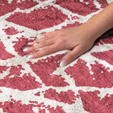 8' X 10' Red And Ivory Geometric Shag Washable Area Rug With UV Protection - HomeRoots - Flyclothing LLC