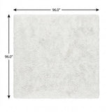 8' Teal And Ivory Geometric Shag Washable Round Rug With UV Protection - HomeRoots - Flyclothing LLC