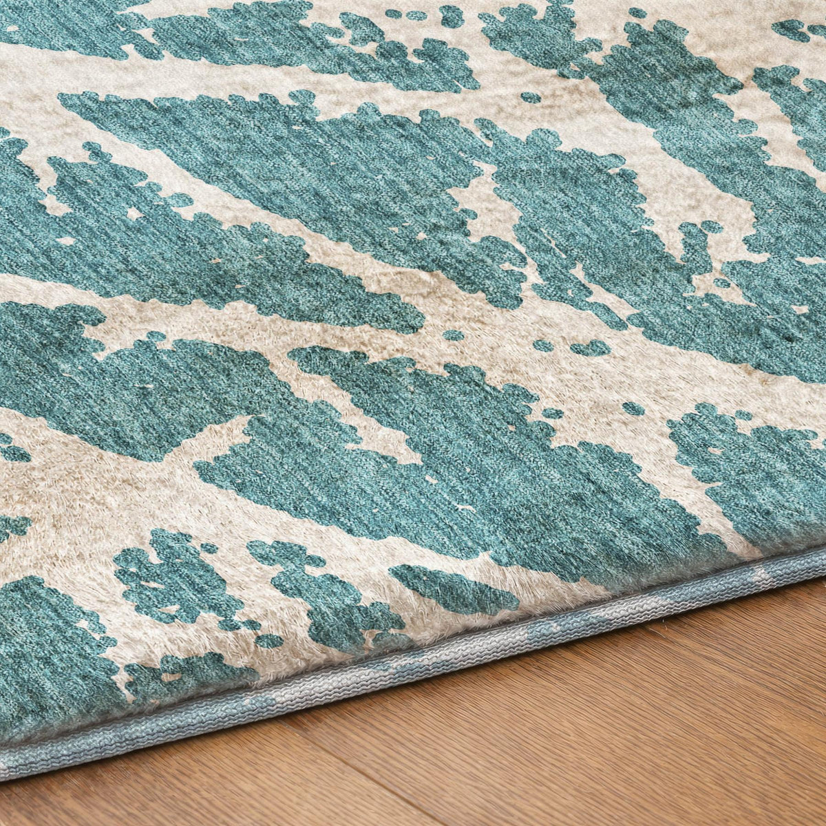 9' X 12' Teal And Ivory Geometric Shag Washable Area Rug With UV Protection - HomeRoots - Flyclothing LLC