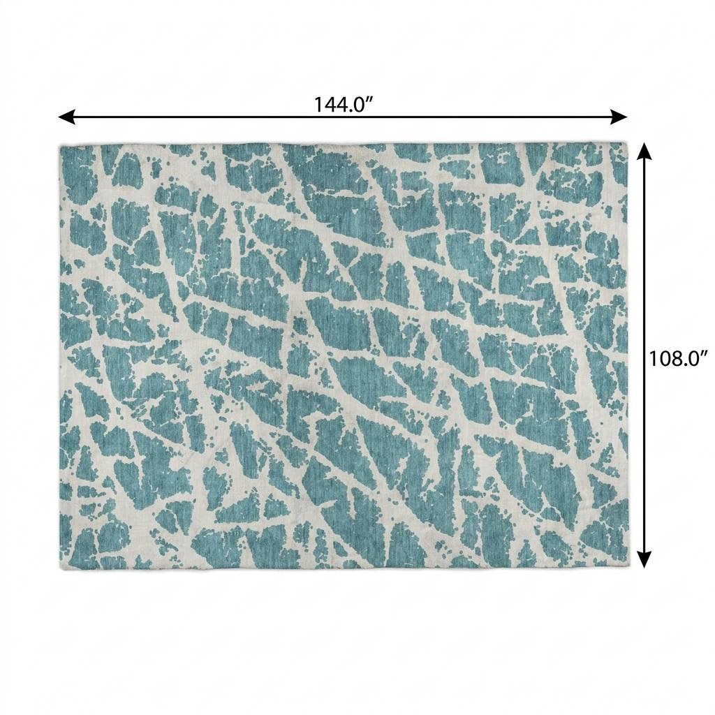 9' X 12' Teal And Ivory Geometric Shag Washable Area Rug With UV Protection - HomeRoots - Flyclothing LLC