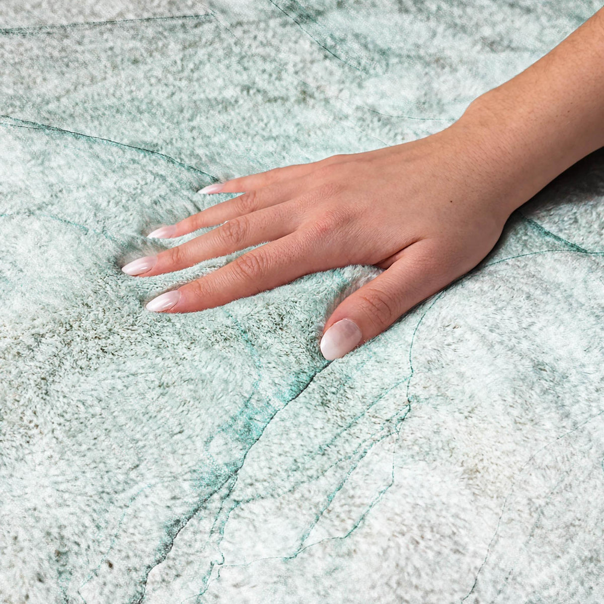 3' X 5' Teal And Ivory Abstract Shag Washable Area Rug With UV Protection - HomeRoots - Flyclothing LLC