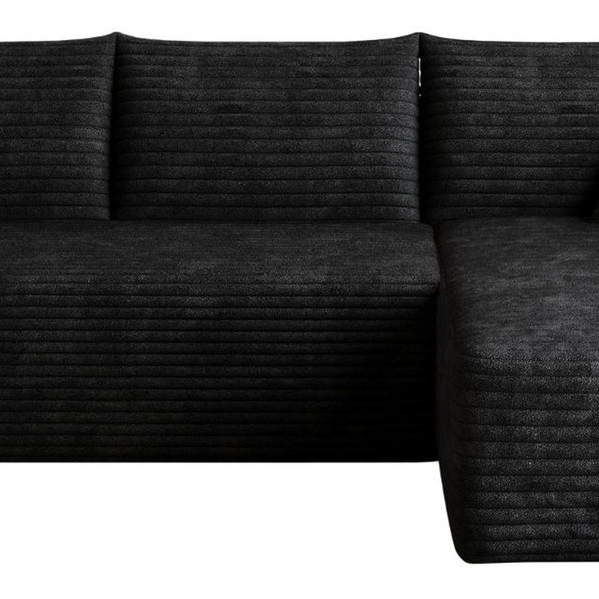 Black Corduroy Modular L Shaped Sofa and Chaise Sectional - HomeRoots - Flyclothing LLC