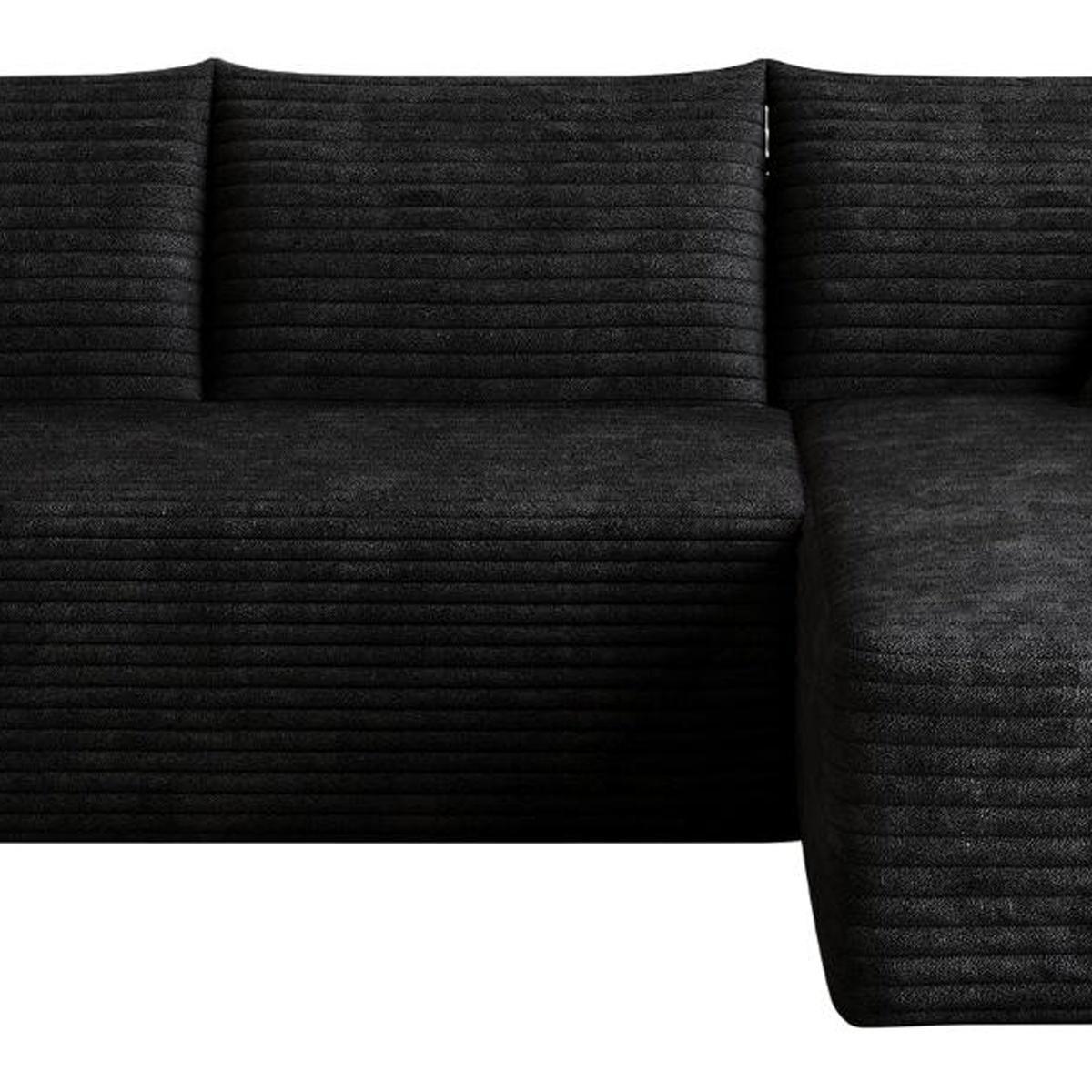 Black Corduroy Modular L Shaped Sofa and Chaise Sectional - HomeRoots - Flyclothing LLC