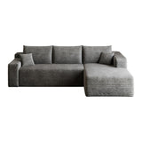 Gray Corduroy Modular L Shaped Sofa and Chaise Sectional - HomeRoots - Flyclothing LLC
