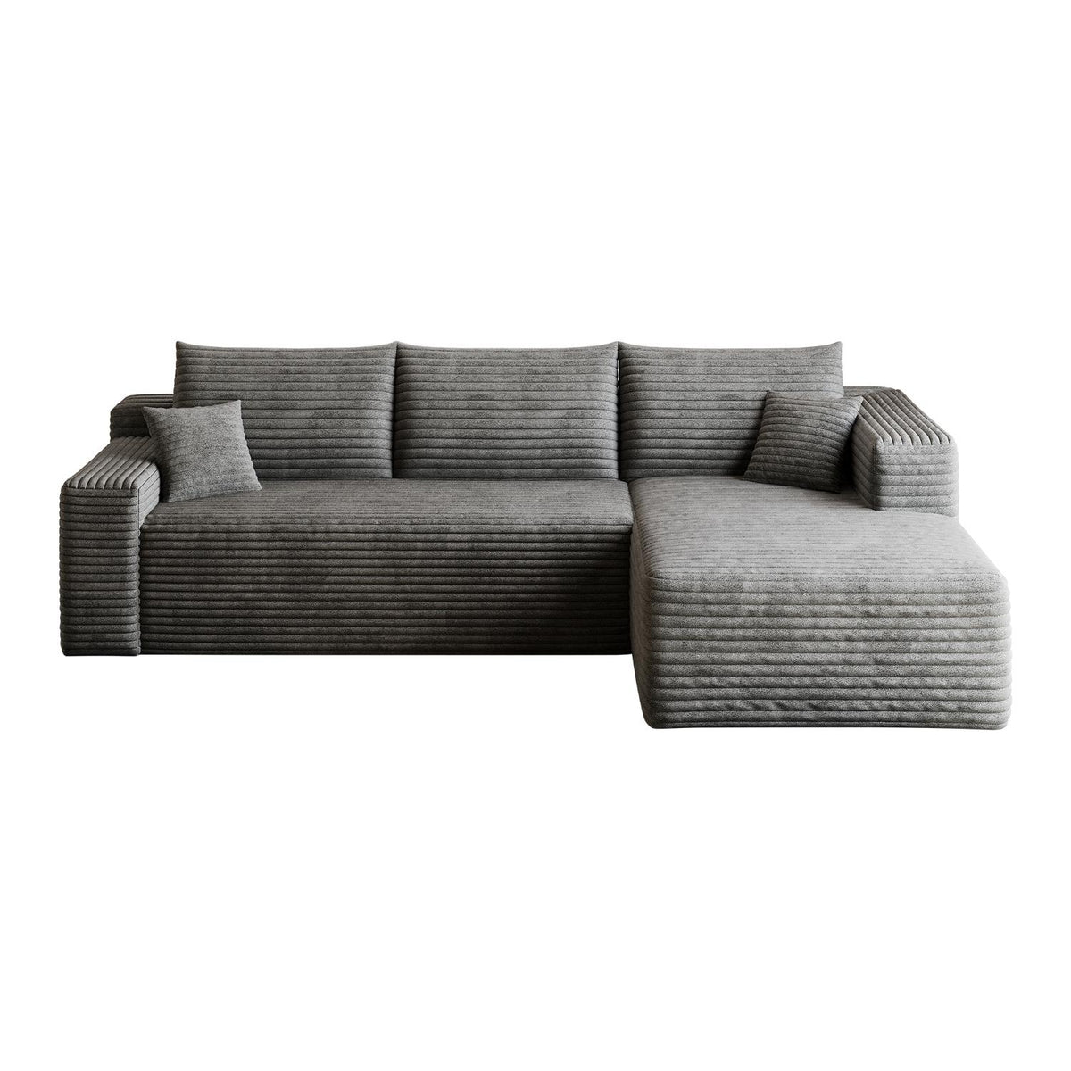 Gray Corduroy Modular L Shaped Sofa and Chaise Sectional - HomeRoots - Flyclothing LLC