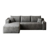 Gray Corduroy Modular L Shaped Sofa and Chaise Sectional - HomeRoots - Flyclothing LLC