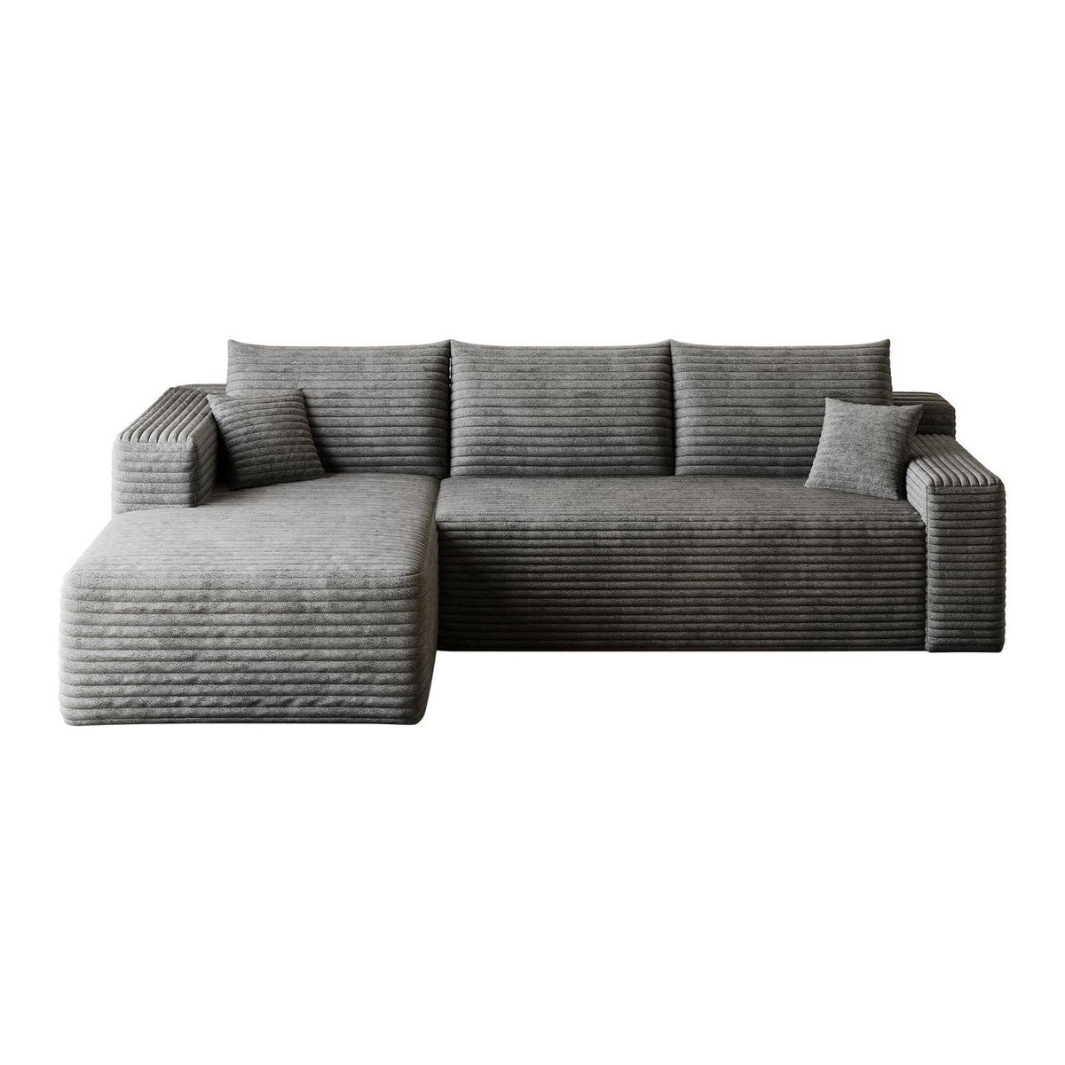 Gray Corduroy Modular L Shaped Sofa and Chaise Sectional - HomeRoots - Flyclothing LLC