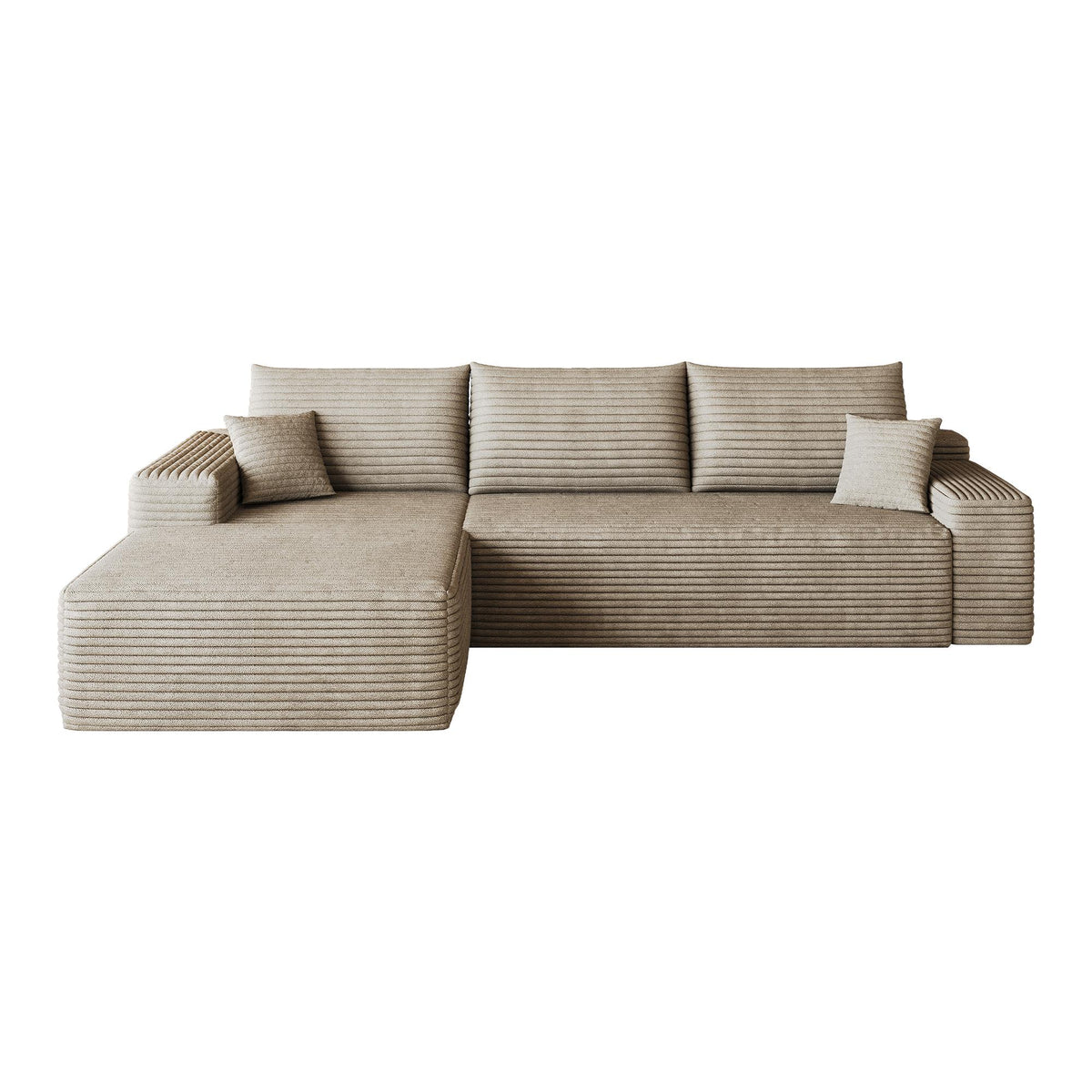 Camel Corduroy Modular L Shaped Sofa and Chaise Sectional - HomeRoots - Flyclothing LLC