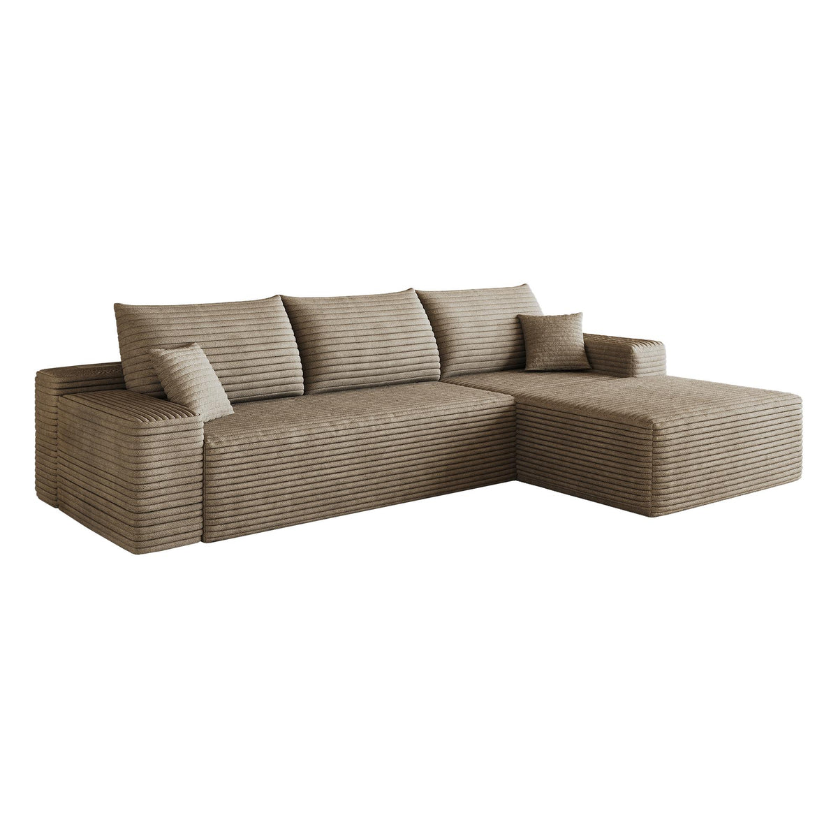 Camel Corduroy Modular L Shaped Sofa and Chaise Sectional - HomeRoots - Flyclothing LLC