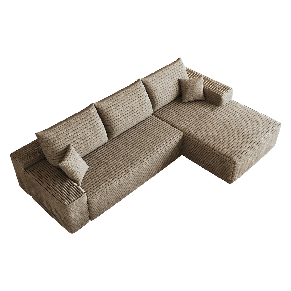Camel Corduroy Modular L Shaped Sofa and Chaise Sectional - HomeRoots - Flyclothing LLC