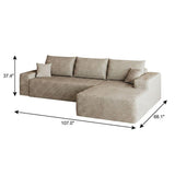 Camel Corduroy Modular L Shaped Sofa and Chaise Sectional - HomeRoots - Flyclothing LLC
