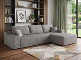 Gray Corduroy Modular L Shaped Sofa and Chaise Sectional - HomeRoots - Flyclothing LLC