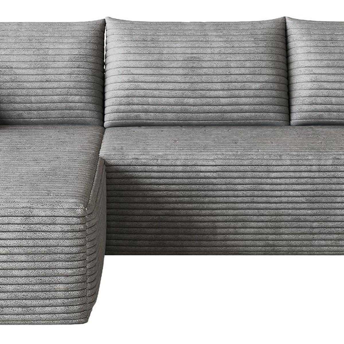 Gray Corduroy Modular L Shaped Sofa and Chaise Sectional - HomeRoots - Flyclothing LLC