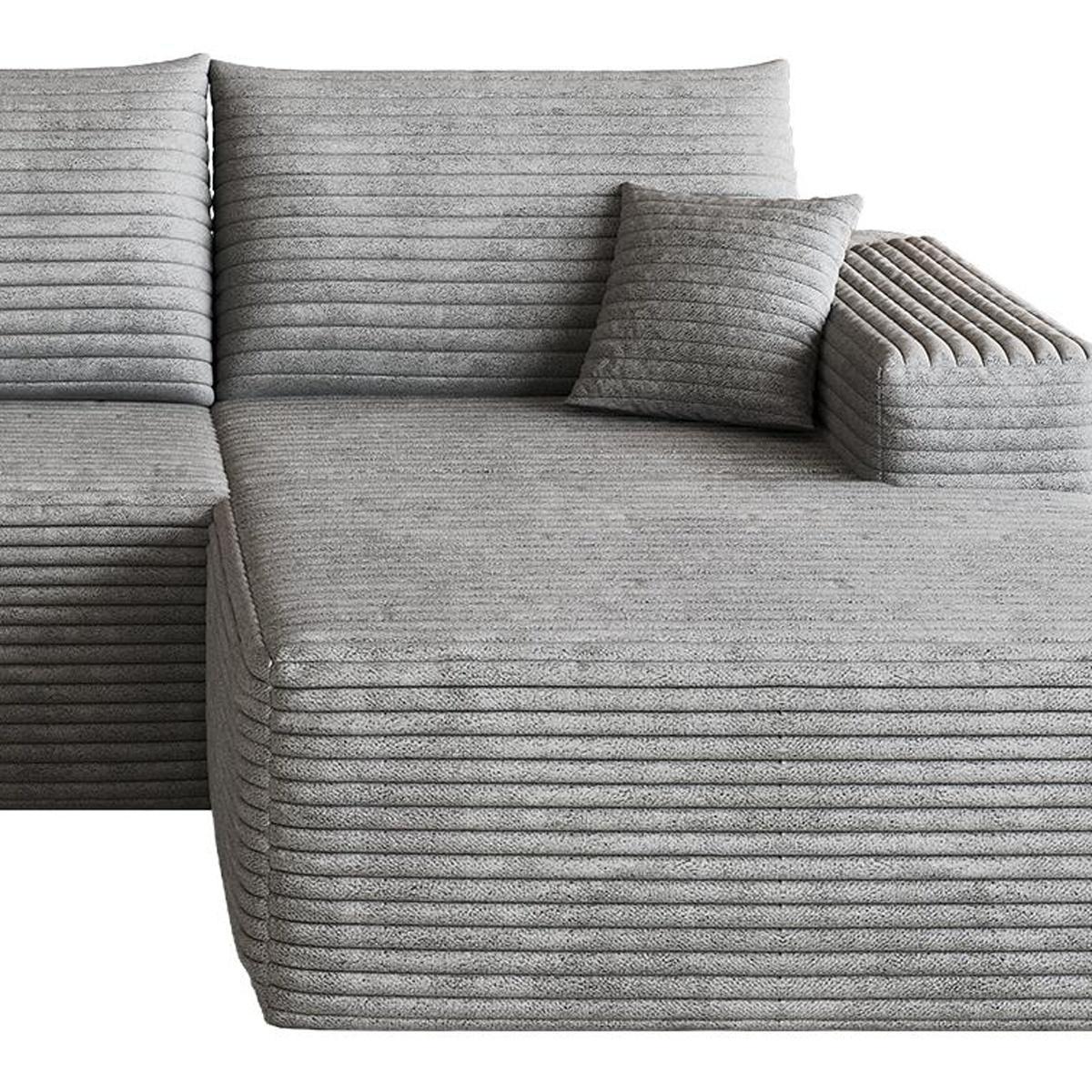 Gray Corduroy Modular L Shaped Sofa and Chaise Sectional - HomeRoots - Flyclothing LLC
