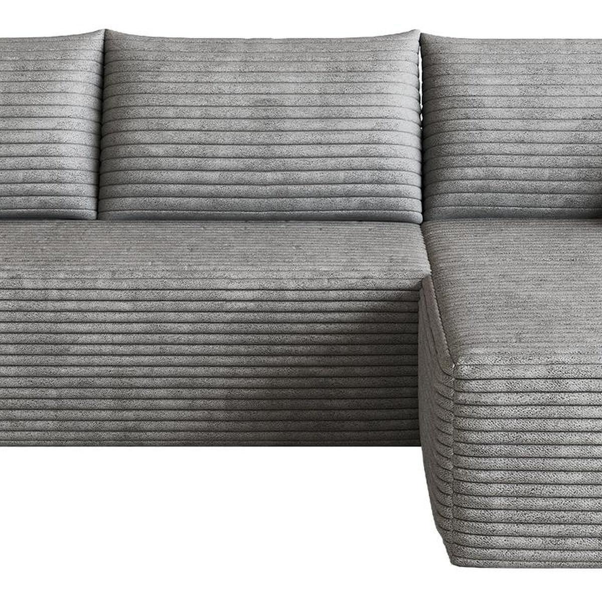 Gray Corduroy Modular L Shaped Sofa and Chaise Sectional - HomeRoots - Flyclothing LLC
