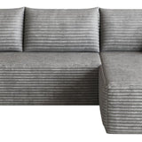 Gray Corduroy Modular L Shaped Sofa and Chaise Sectional - HomeRoots - Flyclothing LLC