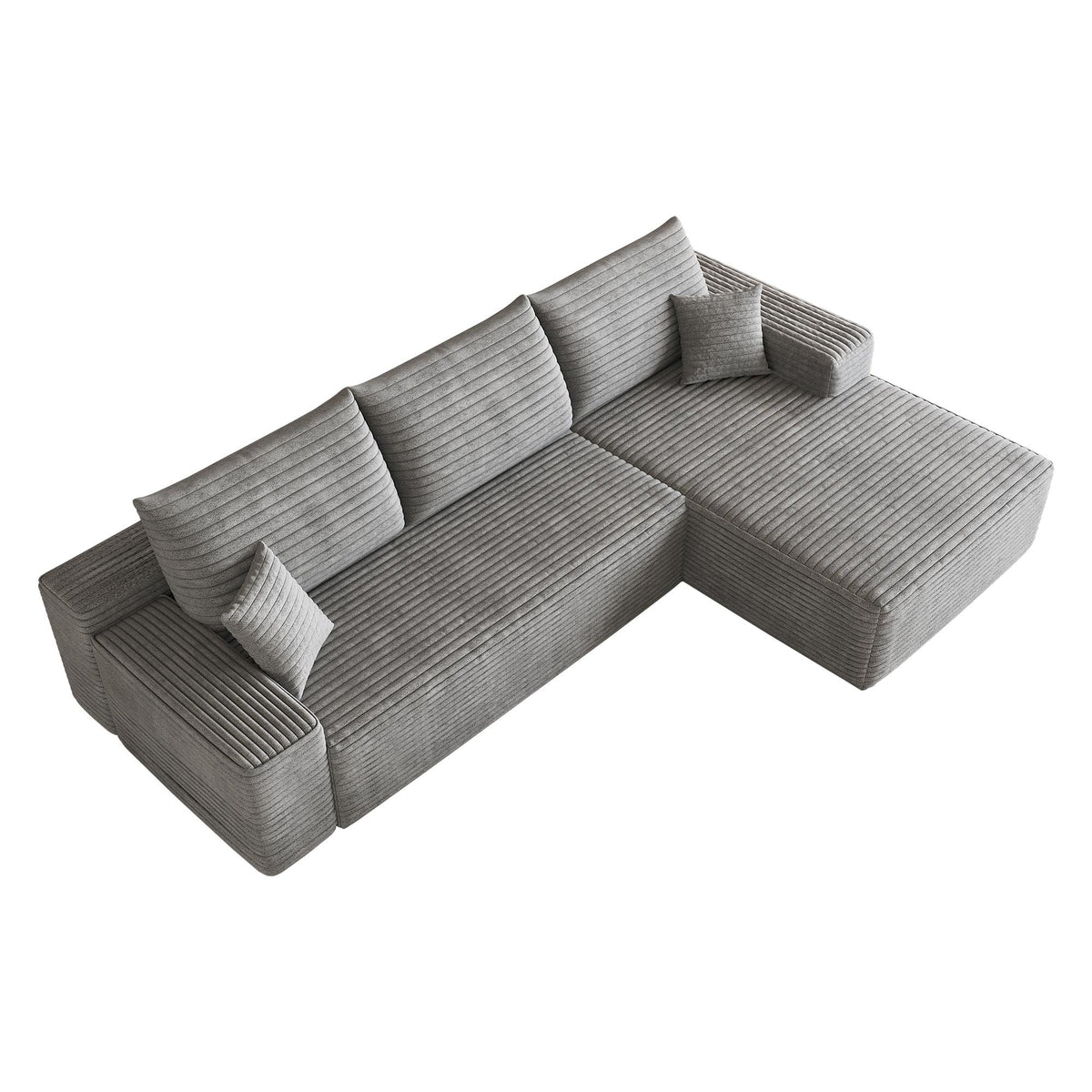 Gray Corduroy Modular L Shaped Sofa and Chaise Sectional - HomeRoots - Flyclothing LLC