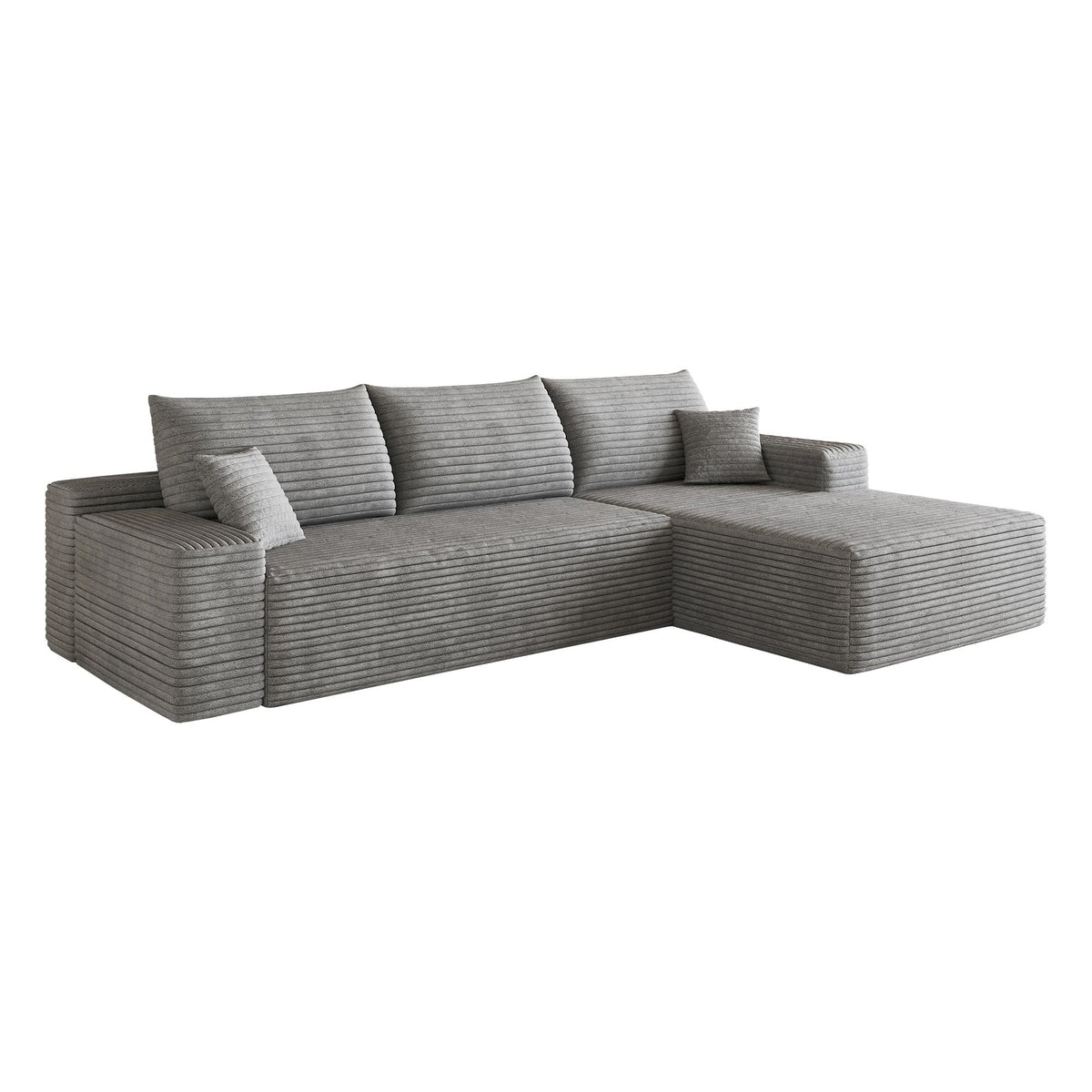 Gray Corduroy Modular L Shaped Sofa and Chaise Sectional - HomeRoots - Flyclothing LLC