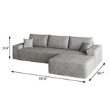 Gray Corduroy Modular L Shaped Sofa and Chaise Sectional - HomeRoots - Flyclothing LLC