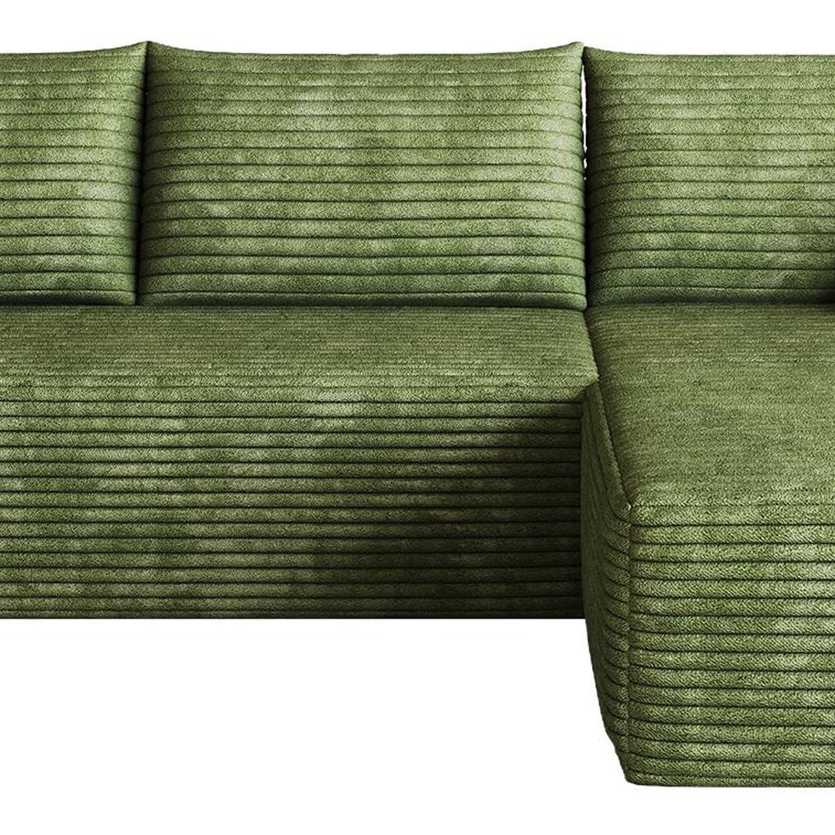 Green Corduroy Modular L Shaped Sofa and Chaise Sectional - HomeRoots - Flyclothing LLC
